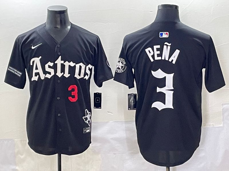 Men 2025 Houston Astros 3 Pena Black Five generations Joint Name Nike MLB Jersey style 4